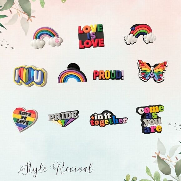 11 Pc Pride LGBTQ+ Croc Shoe Charms Jibbitz - Pride Love Set Bundle Lot - Picture 2 of 4